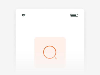 Wit vlak met een oranje vergrootglas icon en signalen bovenaan.