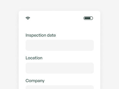Formulier met velden voor inspectiedatum, locatie en bedrijf.